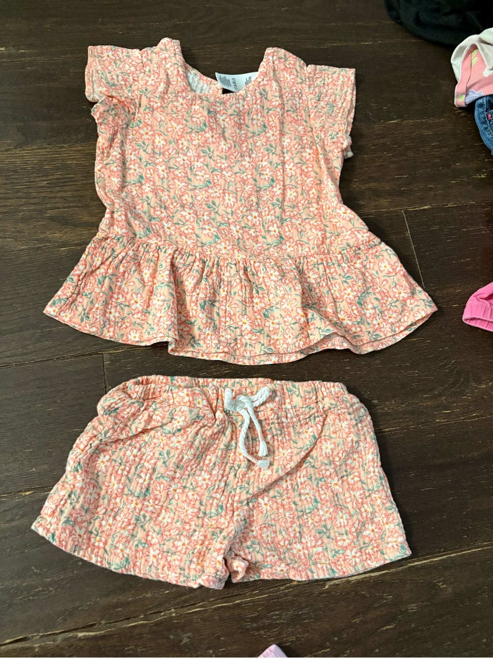 Girls' Peach Floral Short Pajama Set